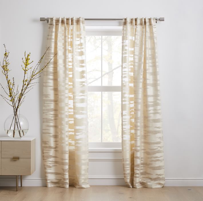 Textured Clipped Jacquard Curtain - Belgian Flax