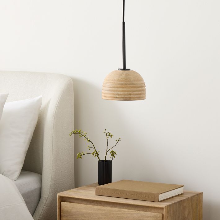 Sculptural Wood Hardwired Pendant (7.5–18)