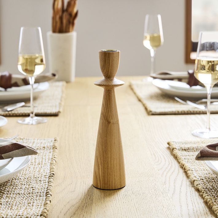 Tira Wood Candleholders: Large - set of 2 "Light Ash"