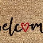 Nickel Designs Hand-Painted Doormat - Script Heart Welcome