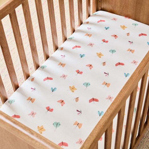 Spring Butterfly Crib Fitted Sheet West Elm