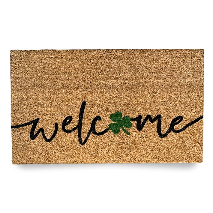 Nickel Designs Hand-Painted Doormat - Welcome Shamrock