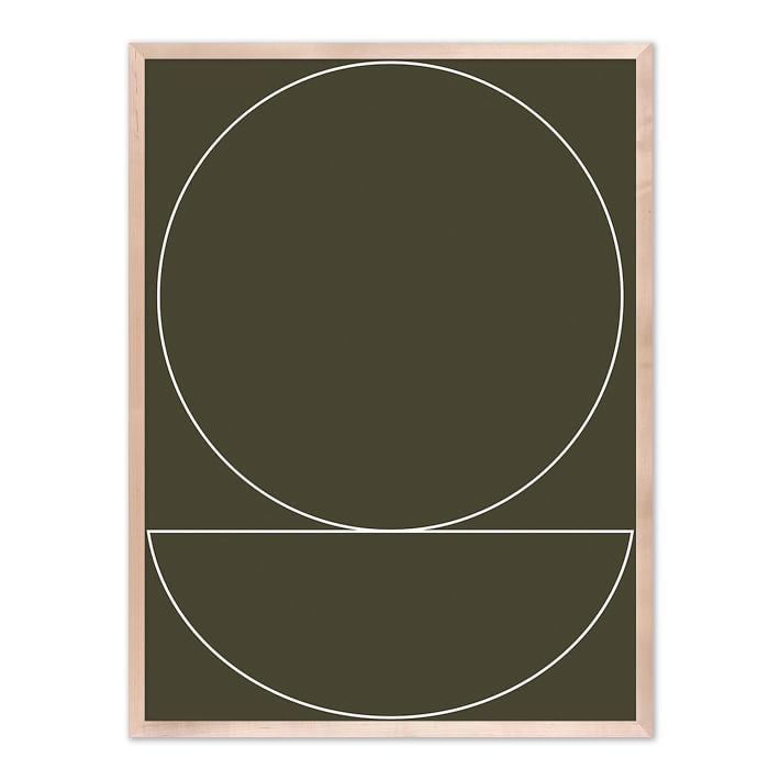 Thin Lines on Olive Green Framed Wall Art by Roseanne Kenny