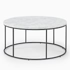 Streamline Round Coffee Table &amp; 2 Side Tables Set - Marble