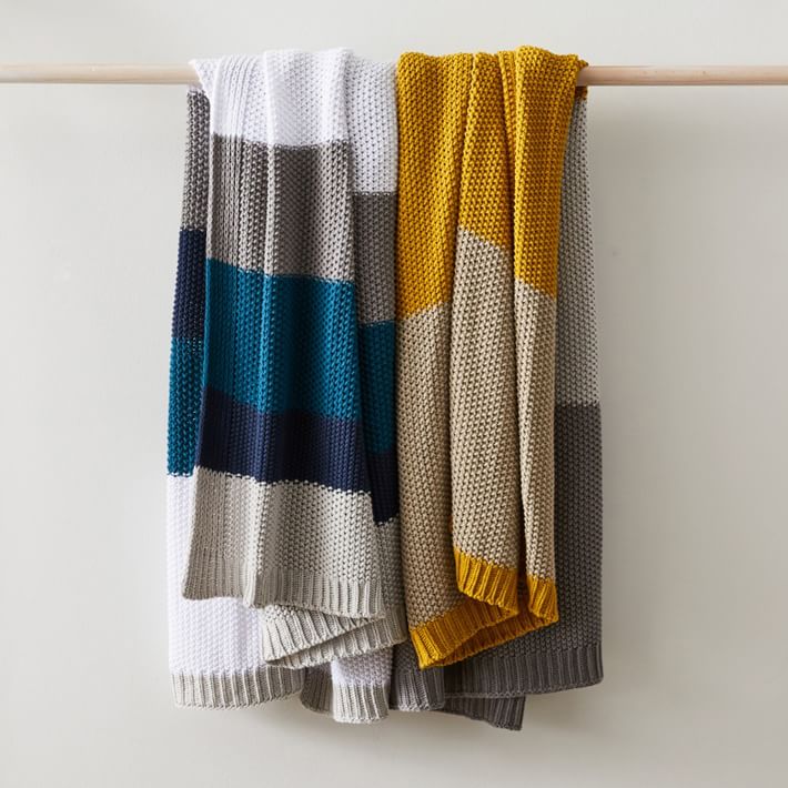 Modern Striped Cotton Knit Throw