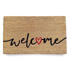 Nickel Designs Hand-Painted Doormat - Script Heart Welcome