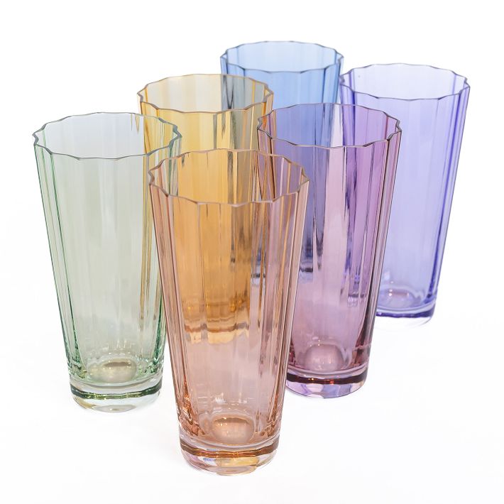 Estelle Colored Glass Sunday Highball Glass Sets - Mixed