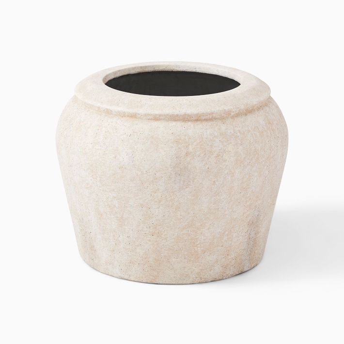 Colin King Washed Ficonstone Planters - Medium Washed Alabaster