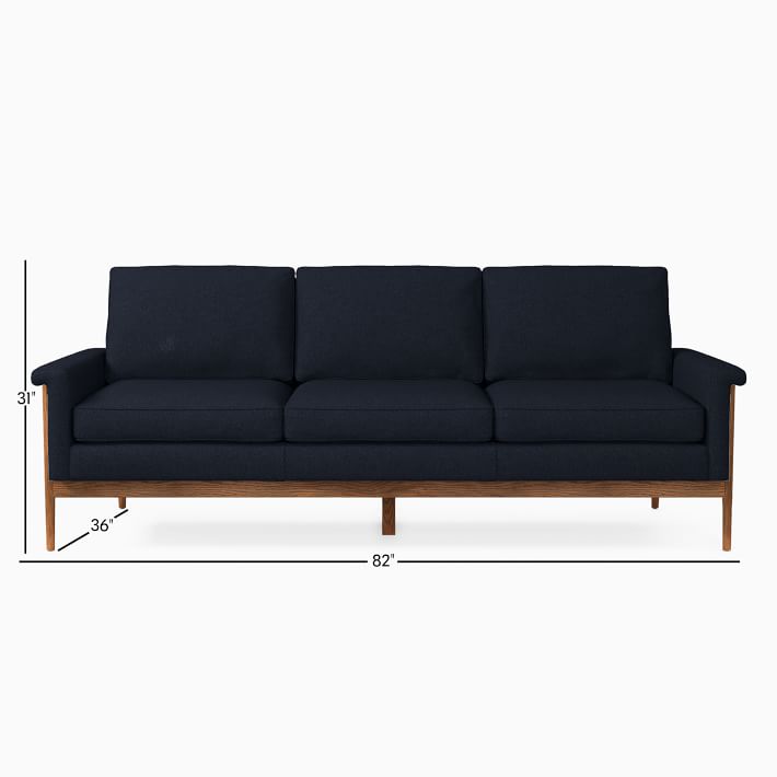 West elm leon wood shop frame sofa