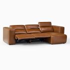 Leo Motion Reclining Leather 3-Piece Reversible Chaise Sectional (125&quot;)