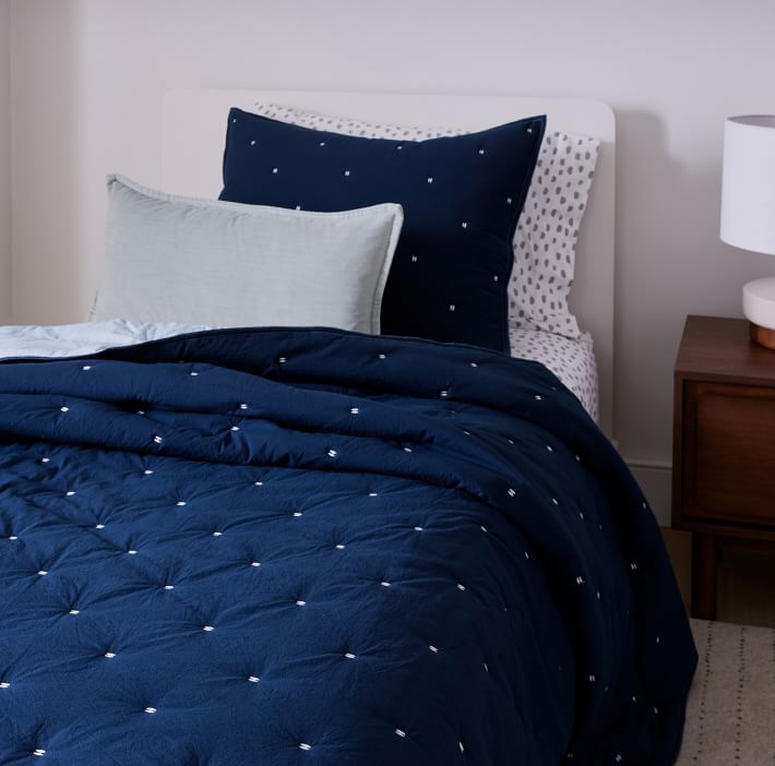 Reversible Washed Cotton Percale Quilt&#160;& Shams