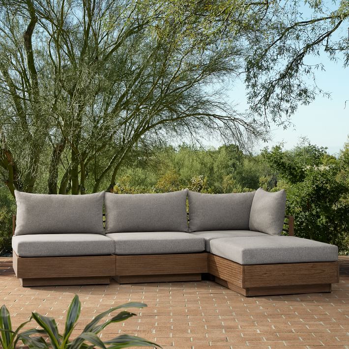 Santa Fe Slatted Outdoor 4 Piece Modular Sectional 108