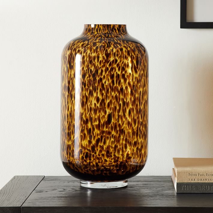 West Elm Mari Glass Vase - Tortoise