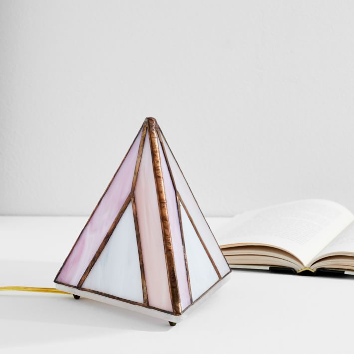 Friend of All Small Tabletop Pyramid Lamp - Dusty Rose