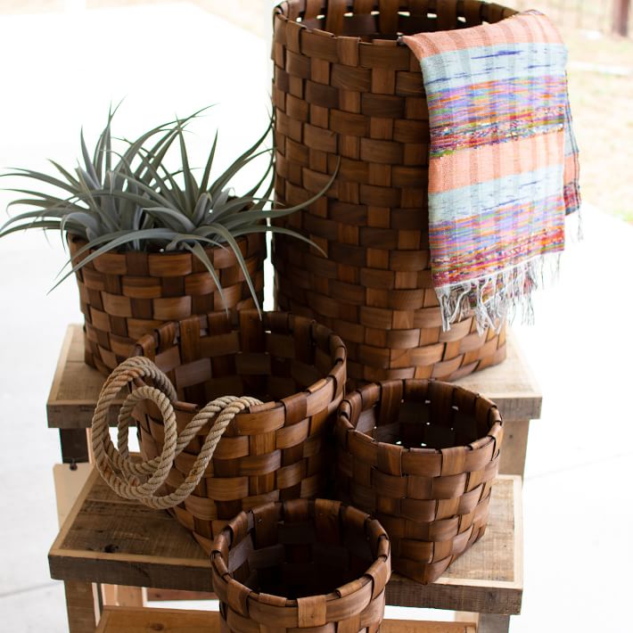 Round Chipwood Nesting Baskets (Set of 5)