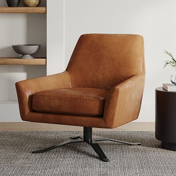 West elm hemming leather swivel armchair new arrivals