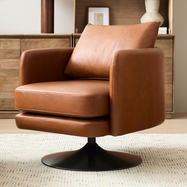 Auburn Leather Swivel Chair