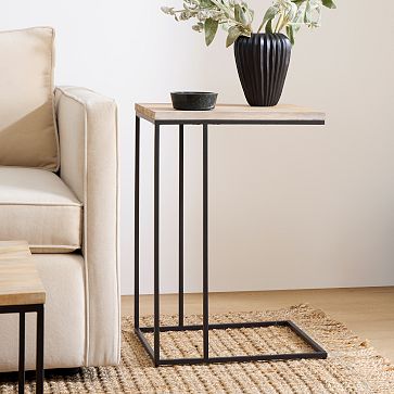 Marble & Wood Side Table for Living Room – Fleck
