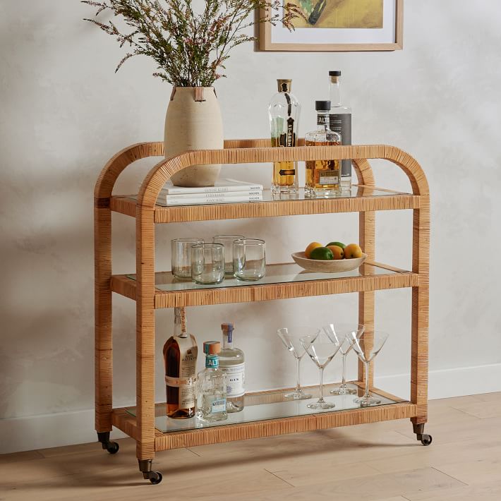 Rounded Wood Bar Cart