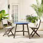 Mosaic Tiled Outdoor Bistro Table &amp; Folding Bistro Chair Set - Landscape Blue