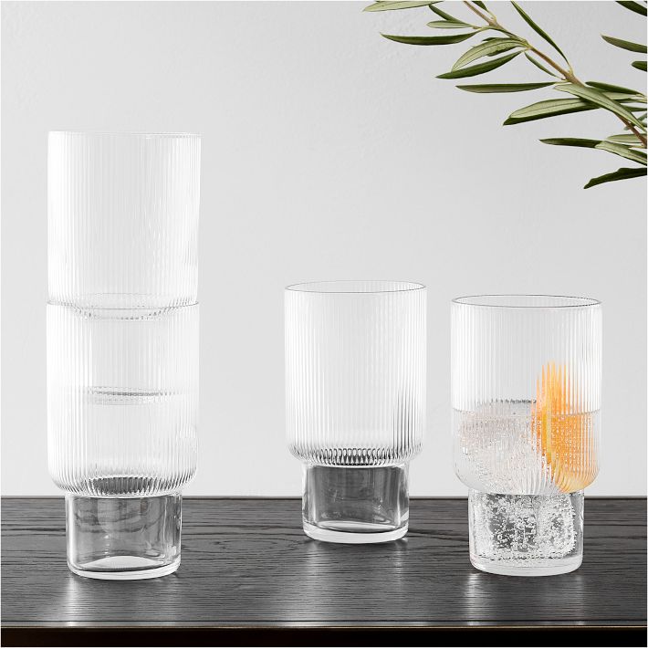 Fluted Tall Drinking Glass - Set of 4