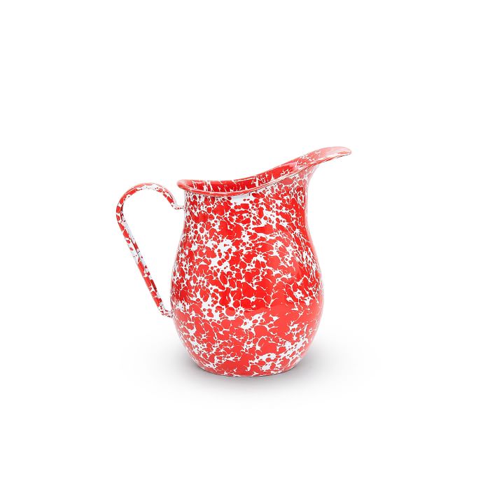 Crow Canyon Marble Splatter Enamel Serving Pitcher (Red Splatter)