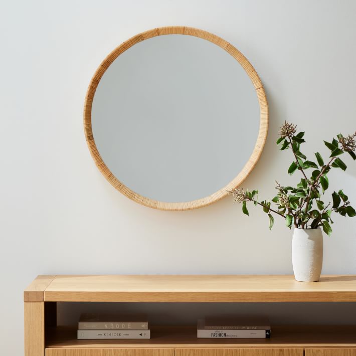 Woven Rattan Round Wall Mirror