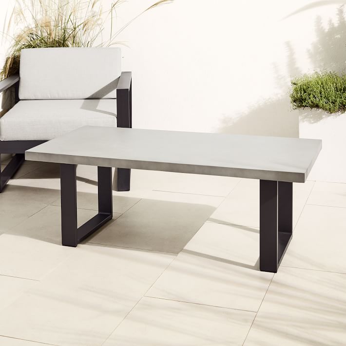 Portside Aluminum Outdoor Concrete Coffee Table (50.5&quot;)