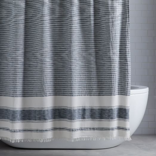 Organic Variegated Stripe Shower Curtain West Elm