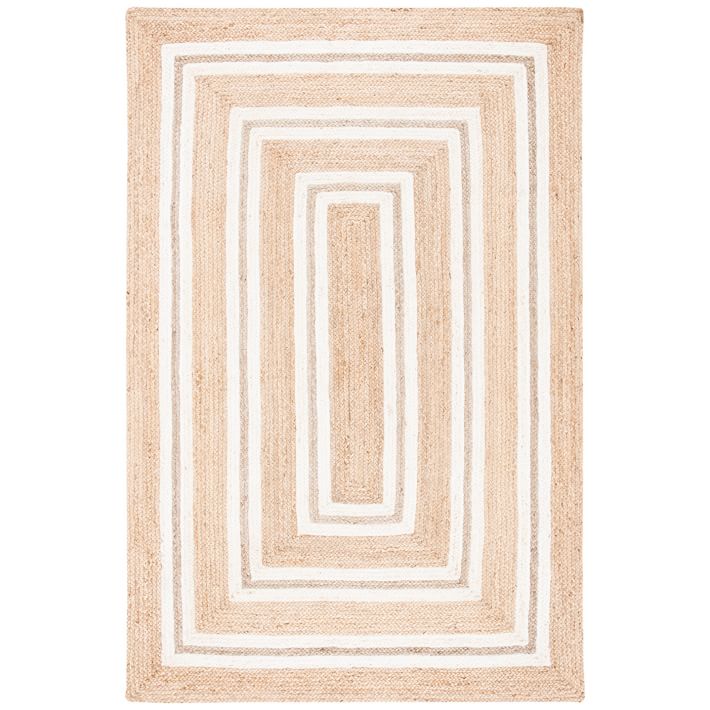 Rectangular Stripes Jute Rug