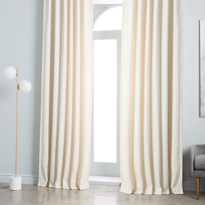 Open Box: Textured Upholstery Velvet Curtain + Blackout Liner - Ivory