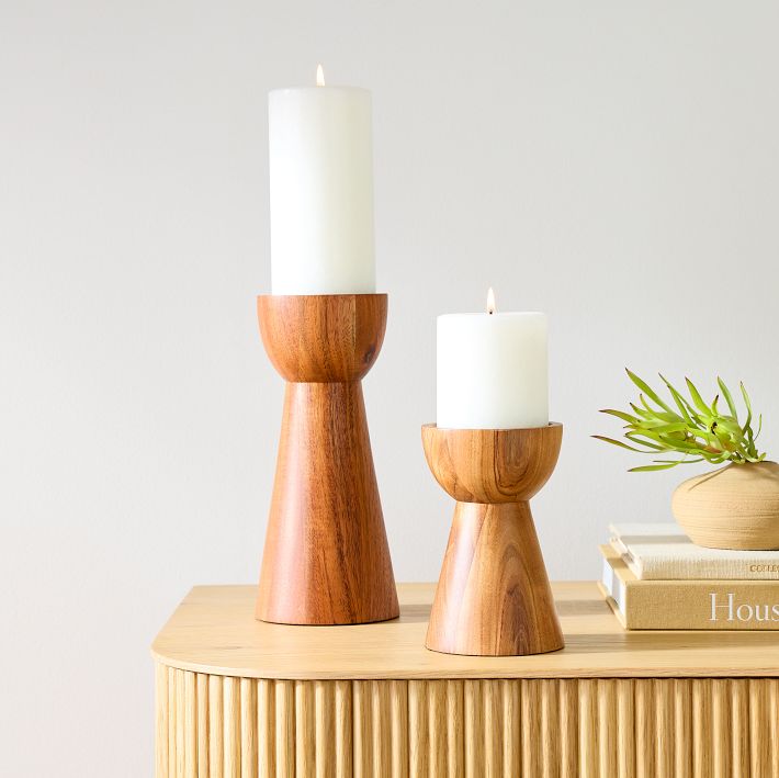 Pure Wood Pillar Candle Holders