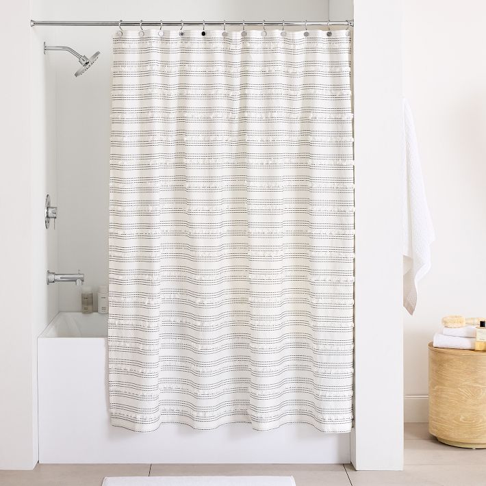 Organic Stripe Stitch Candlewick Shower Curtain