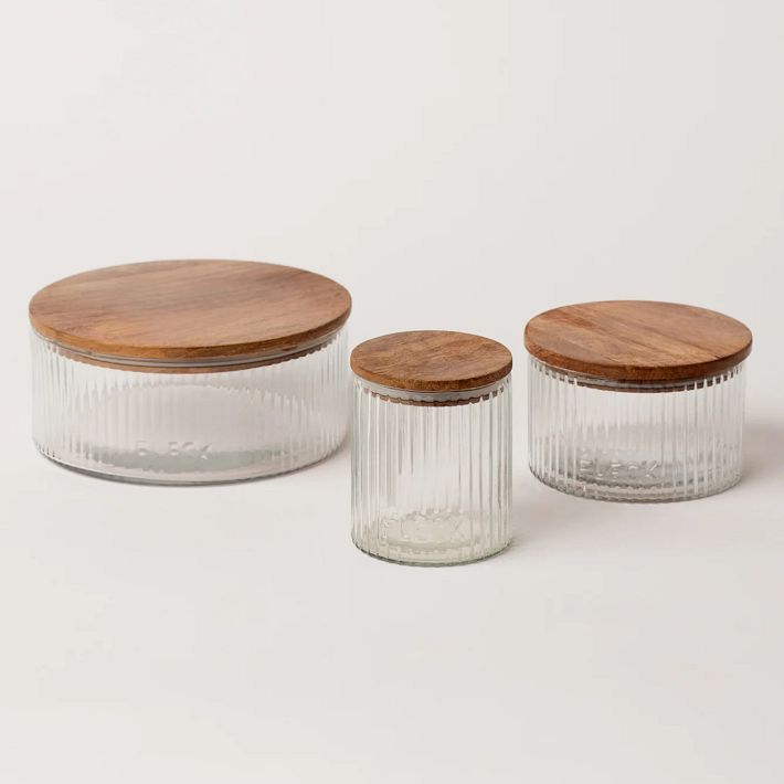 Fleck Fluted Glass Storage Jars (Set of 3)