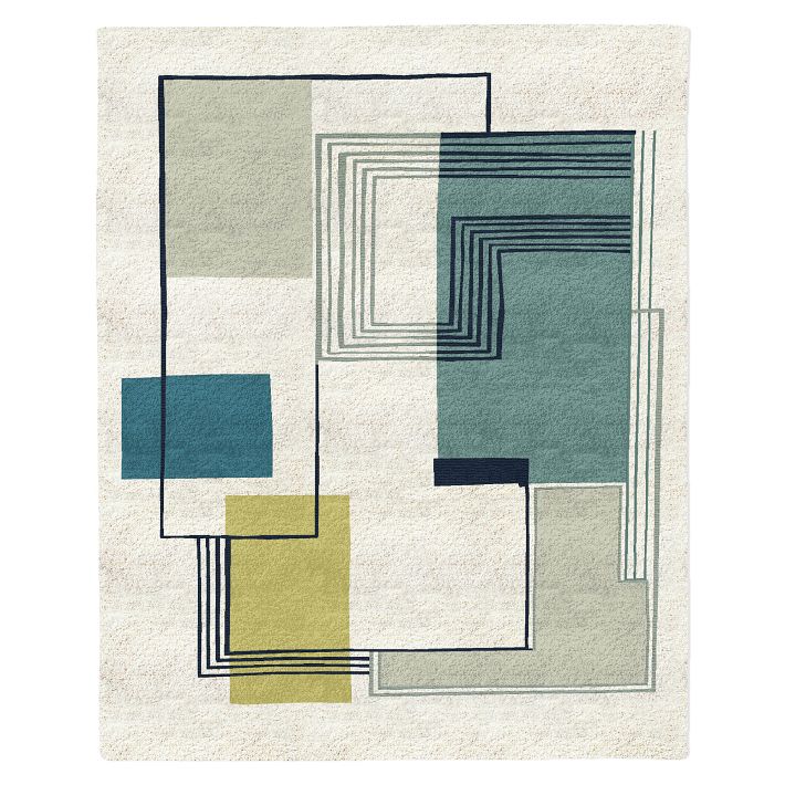 Abstract Lines Wool  Rug