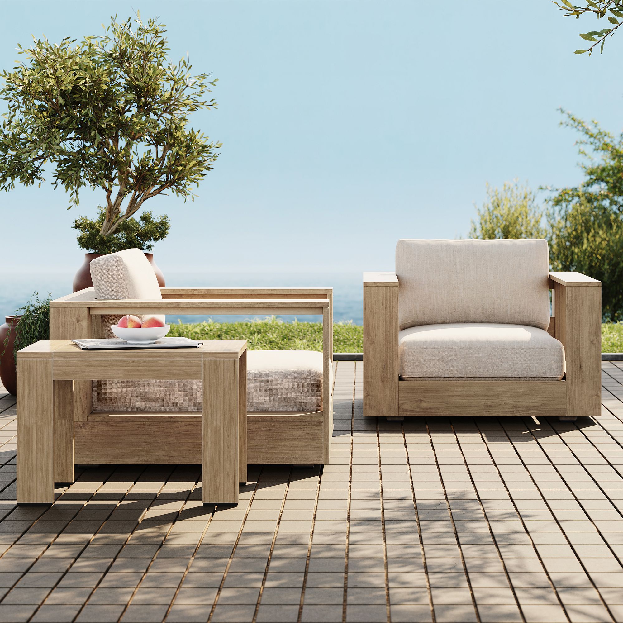 Telluride Outdoor Lounge Chairs & Side Table (29") Set | West Elm
