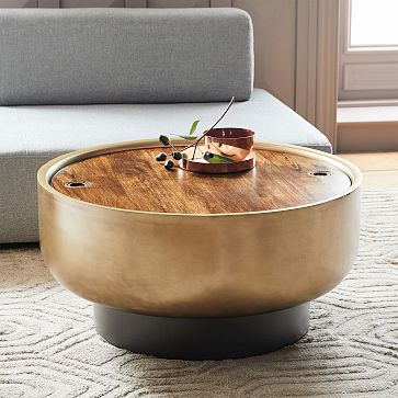 Drum Storage Coffee Table, Modern Living Room Furniture