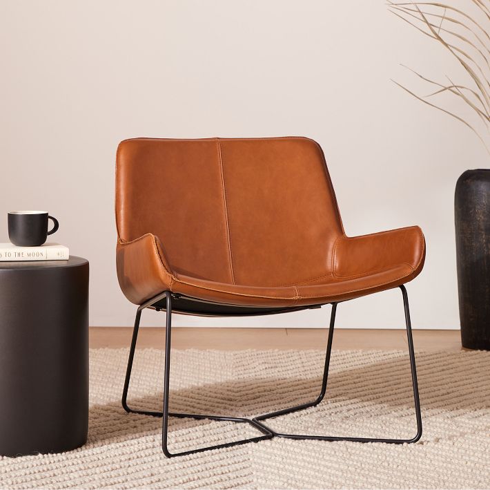 West elm online leather slope chair