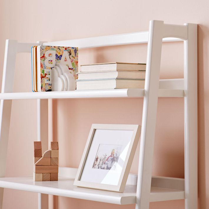 White mid store century bookcase