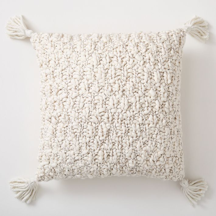 White knit pillow online cover