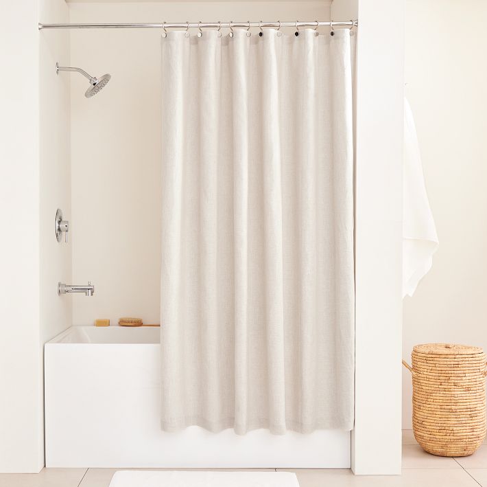 European Linen Shower Curtain, Terracotta Melange , 72x74