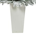Pre-Lit Faux Potted Flocked Manchester Spruce Tree w/ Planter