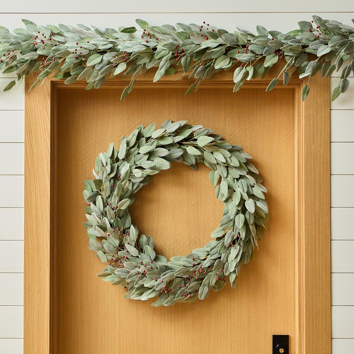 Faux Eucalyptus w/ Berries Garland &amp; Wreath