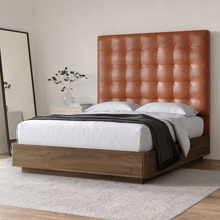 Grid Tufted Wall Mounted Headboard - Leather