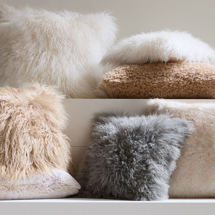 West elm shop faux fur pillow