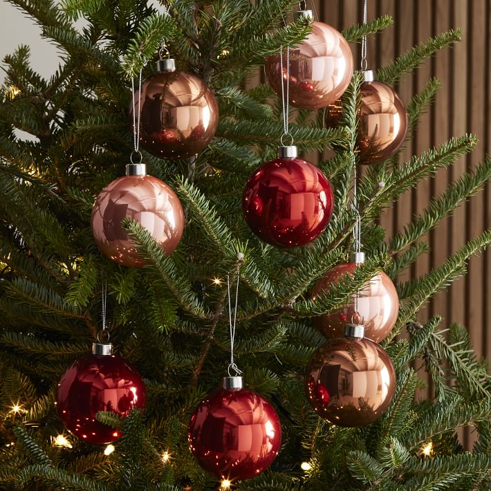 Tonal Blush Glass Boxed Ornaments (Set of 9)