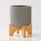 Mid-Century Turned Wood Tabletop Planters - Silver