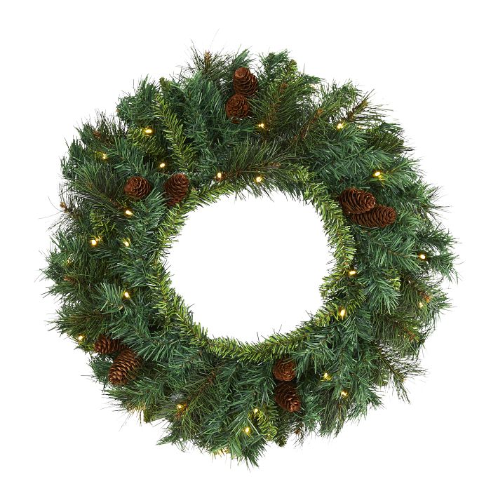 Pre-Lit Faux Mixed Pine Wreath