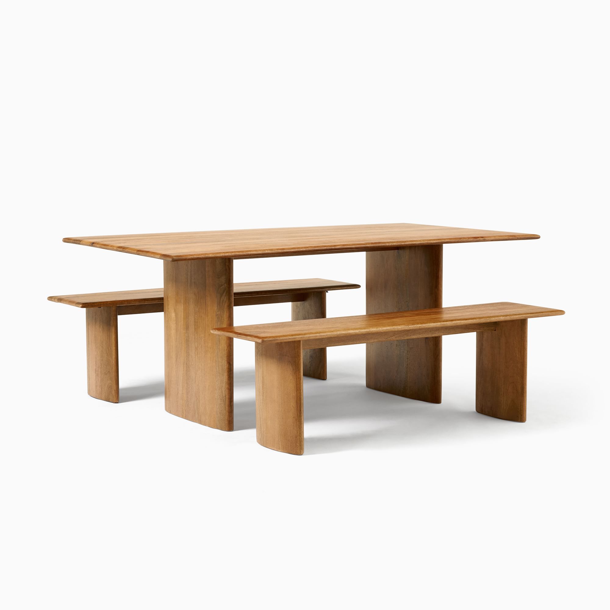 Anton Solid Wood Dining Table (72") & 2 Bench (63") Set | West Elm