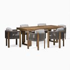 Portside Wood Outdoor Dining Table (76.5&quot;) &amp; Porto Dining Chairs Set